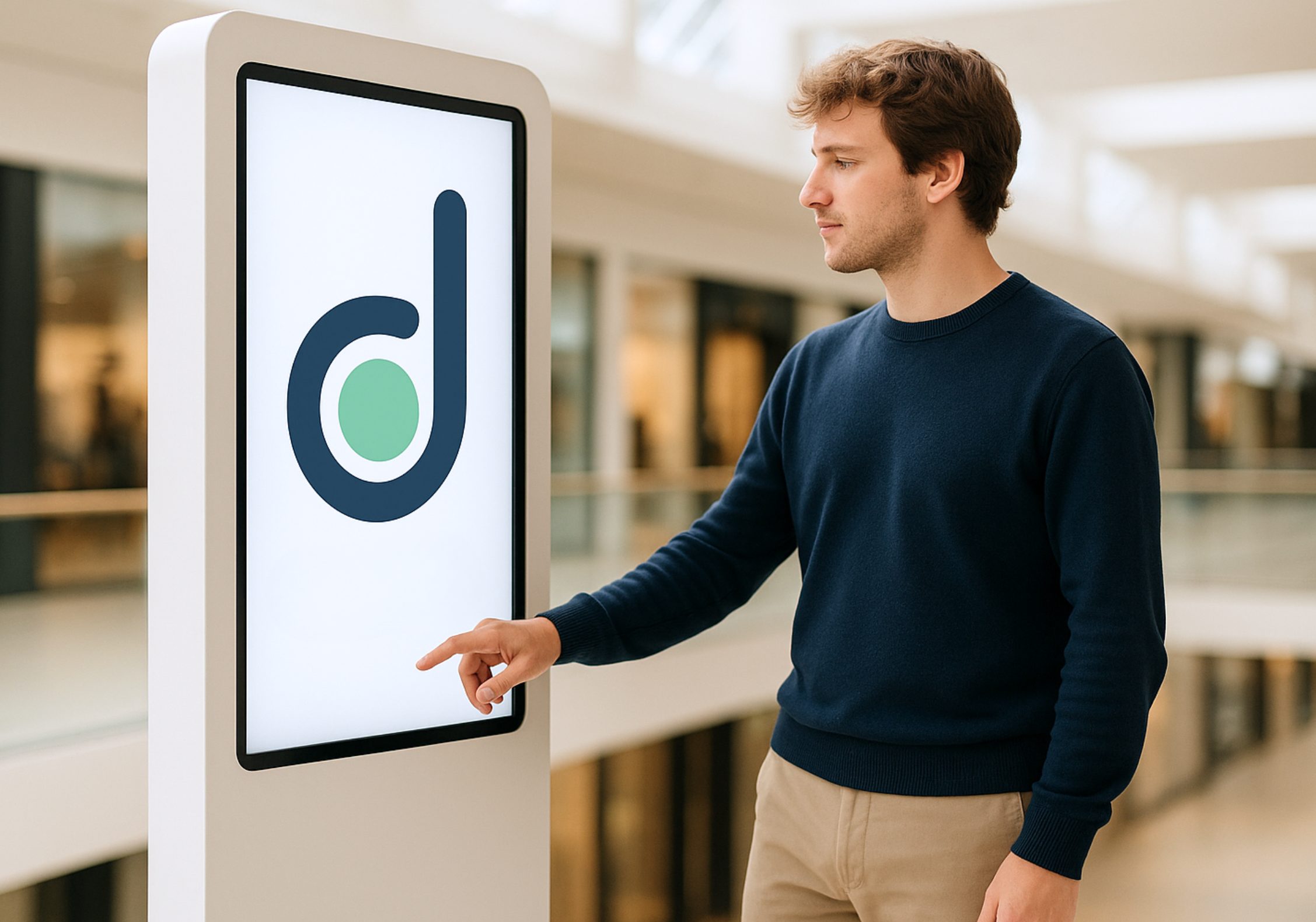 Pessoa interagindo com totem Dadooh